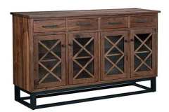 Extra, extra wide Kinston Amish custom made buffet. Glass doors with X-shaped lites and a special open base.