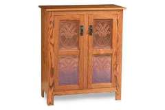 Sheaf of wheat copper inserts are in this custom Amish made 2 door pie safe.