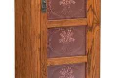 Single door/drawer Amish built custom pie safe with Copper "Wheat" design inserts.