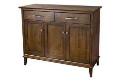 This Amish custom Manhattan buffet has adjustable shelves inside the doors and soft closed drawer glides.