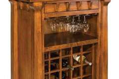 Amish built custom Manitoba wine cabinet holds both wine glass and bottles so you can show them off.