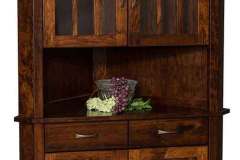 Made with Brown Maple wood is this Arcadia corner hutch. Designed by the Amish to fit in a smaller area of your home.