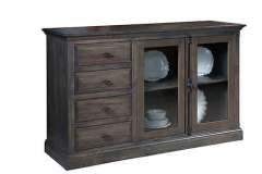 Stained in grey, we are showing the Allison sideboard. It has 4 drawers instead of 1 extra door.