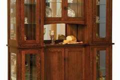 Lots of glass show off the Alvada Amish built hutch. Lighting and bead board back is optional.