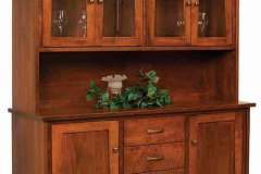 Amish built is the custom Bayport 4 door hutch. Shown in brown Maple wood.