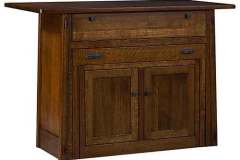 Shown closed up is the custom Amish Colbran island cabinet.