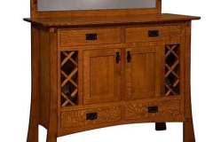 Shown in Quarter Sawn Oak wood. This is an Amish custom designed Mission style buffet.