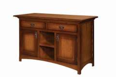 This is a Mission style buffet. It is Amish crafted with flat panel doors and end panels.