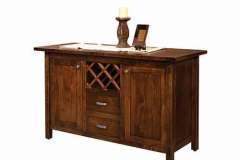 Shown in Brown Maple wood. This buffet has a wine bottle rack included.