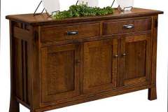 Custom Amish crafted Grant sideboard. shown with flat panel doors and splayed legs.