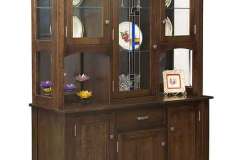 Shown is the combination open/closed Manor House hutch. Note the leaded glass in the long upper door.