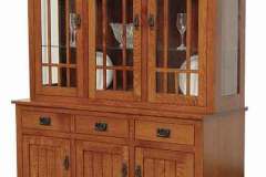 Bead board lower doors highlight this custom Amish Midway Mission hutch. It has Mission mullions in the upper door glass.