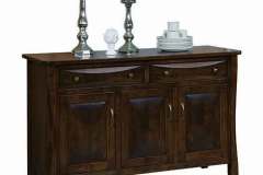 A custom Amish made Preston sideboard is shown with it beautiful curves.