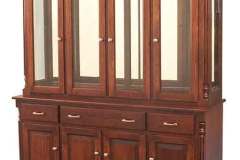 Closed style custom Amish 4 door Princeton hutch with glass end panels and an arched  base.