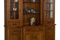 Shown with a stepped out center section is the custom Amish made Reagan hutch.