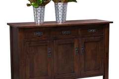 The Regent 3 door/3 drawer buffet is custom Amish made with flat panel doors and end panels.  Full extension dovetailed drawers can also be crafted with soft close hardware.