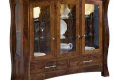 Custom designed by the Amish is this Reno Curio Cabinet with glass shelves.