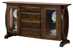 The cut outs on the ends show off this custom Amish made Saratoga 2 door/4 drawer sideboard.