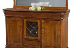 Tuscany style Amish custom sideboard with mirrored back splash an wine bottle rack.