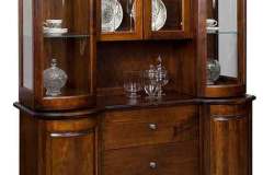 Amish custom Wyatt curved glass and door china cabinet.