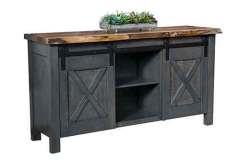Barn door custom Amish made live edge top buffet.