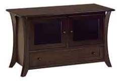 Amish built 2 door/1 drawer tv stand for that smaller room in your home. This is built with the same high quality as the larger units.