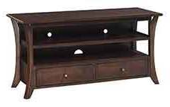 This is our elegant 60" Discovery tv stand. It has the wiring holes already cut in the back as well as 2 drawers.