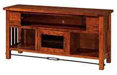 Here is our 60" tv stand in a Mission style with the turnbuckle at the bottom.