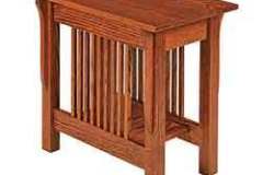 Mission style Leah end table is seen here in a 
16 x 24 inch size. The slats on each end are standard on a lot of Mission style pieces.