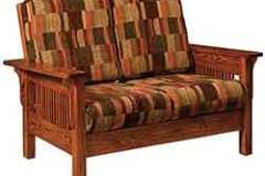 Here is our 55" Leah style love seat done in Oak wood. Many stain colors are available for it.