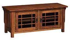 This is a 1/4" sawn Oak mission style tv cabinet with glass doors. Its stained with Michael's Cherry stain.