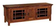 This is our 3 door Mission style tv cabinet stand. It is seen here is Brown Maple wood.