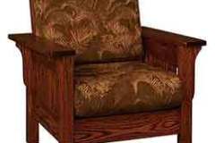 Amish built Mission arm chair with fabric cushions. Leather is also available as are many different fabrics.