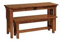 Amish built sofa table and matching bench are seen here. Pick the sizes you need.