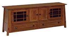 This Amish custom built McCoy tv cabinet has 2 drawers under the doors for storage.