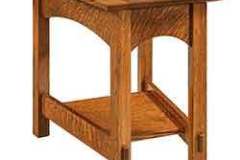 This is a 1/4 sawn Oak wedge shaped end table that is custom Amish crafted.