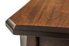 This is showing the style of the clipped corner on one of our end tables.