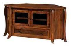 Custom designed corner tv cabinet in the Quincy style is shown here.