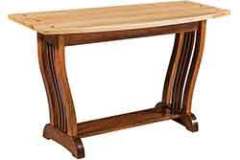 What you see here is our custom Amish built Royal Mission open sofa table with a 2 tone stain.