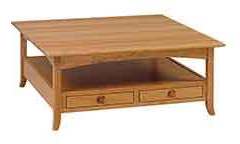 This is our custom 42" x 42" coffee table with drawers shown in Cherry wood.