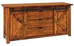 This Amish built cabinet has 3 drawers in the center instead of shelves.
