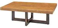 Seen here is our custom rectangular coffee table with metal legs. The size, stain color, and paint color of the legs can be changed.