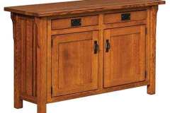 Definitely a Mission style cabinet is seen here with our Elliot custom built sofa cabinet. It is complete with the corbels on the ends.