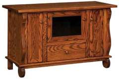3 doors and 1 drawer show off the Hampton Amish built plasma cabinet. This one is seen here made with Oak wood and Mike's stain.