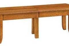 Shown here is our Amish built Iva expandable bench. It can hold up to 4 leaves and can start our in several different lengths.