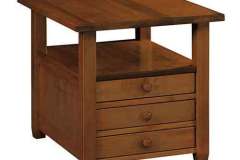 This is a Cherry wood custom Kenwood end table with 3 drawers. Clean, plain lines show it off.