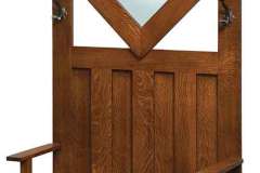 The Leslin hall bench shown here is a storage bench as well. It custom Amish crafted with coat hooks and a mirror.