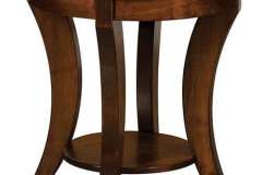 Here you see our custom Madison end table. It is done with a round top in Soft Maple wood.