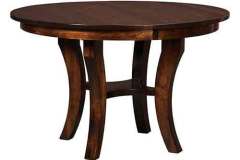 The custom built Madison round top pedestal table can be made in several sizes. Wood species and stain colors are your choice.