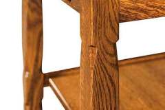 This shows the leg profile of our Rock Island end table. It is Amish crafted in Oak wood.